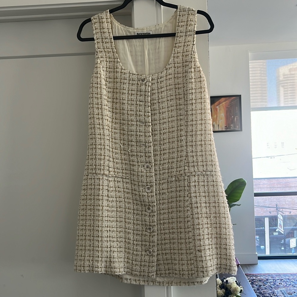 Reformation Jaine Dress / White Tweed